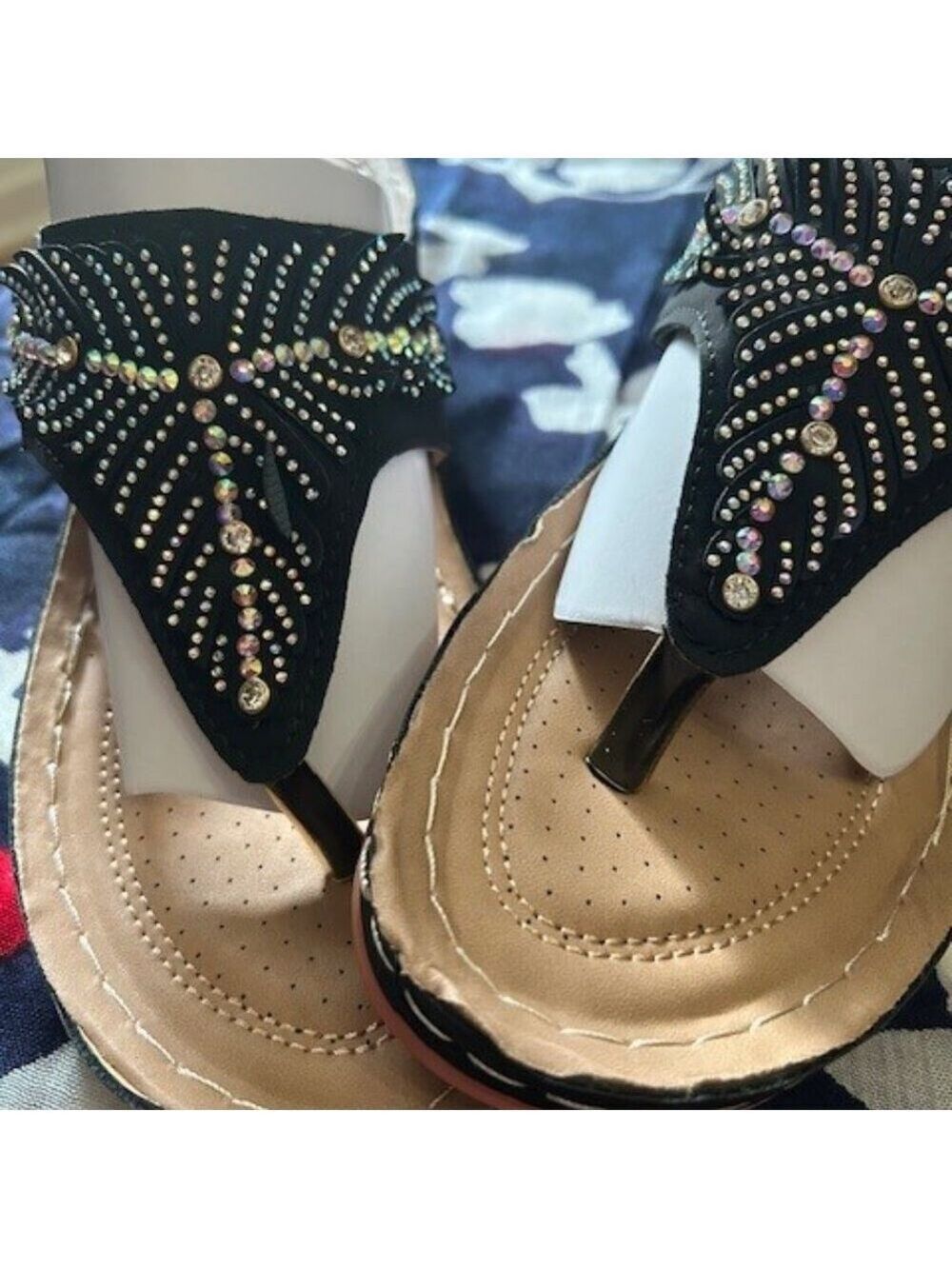 NWOT Women's Beaded Sandals choose Black or Tan both are size 9 - Picture 4 of 12